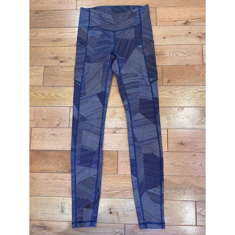 Lululemon Hi-Rise Wunder Under Etch Hail Midnight Navy Ankle Length Size 4